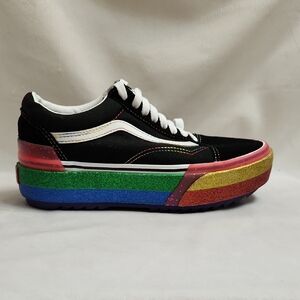 Vans Old Skool Stacked Glitter Rainbow Sneakers (Unisex M Size 6.5, W Size 8.0)